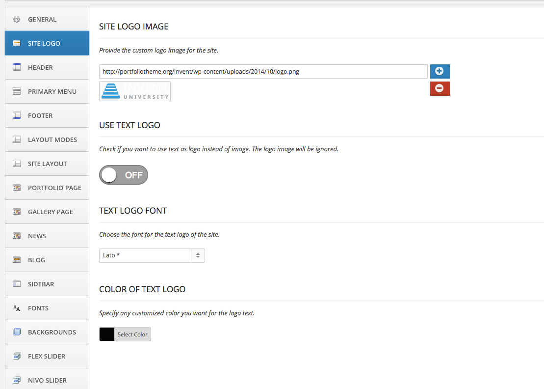 Logo Option Panel