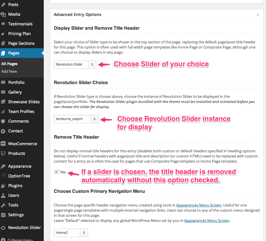 Page Creation with Slider